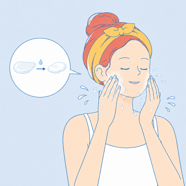 水を加えて乳化させながら洗い流す