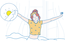 朝、光を浴びながら